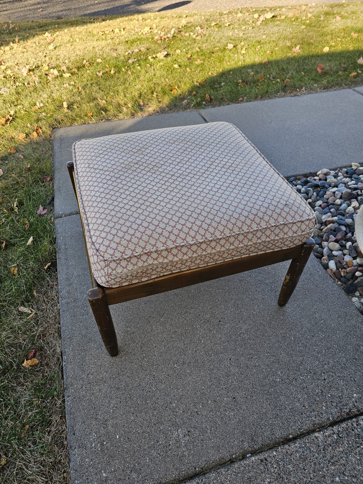 Mid Century English Modern Teak Stool Ottoman Mid-Century gallery