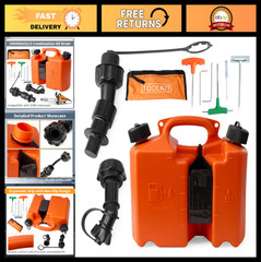 5L + 2L Fuel Container for Chainsaws, Spill Proof Nozzle, Oil & Fuel Drum, Orang