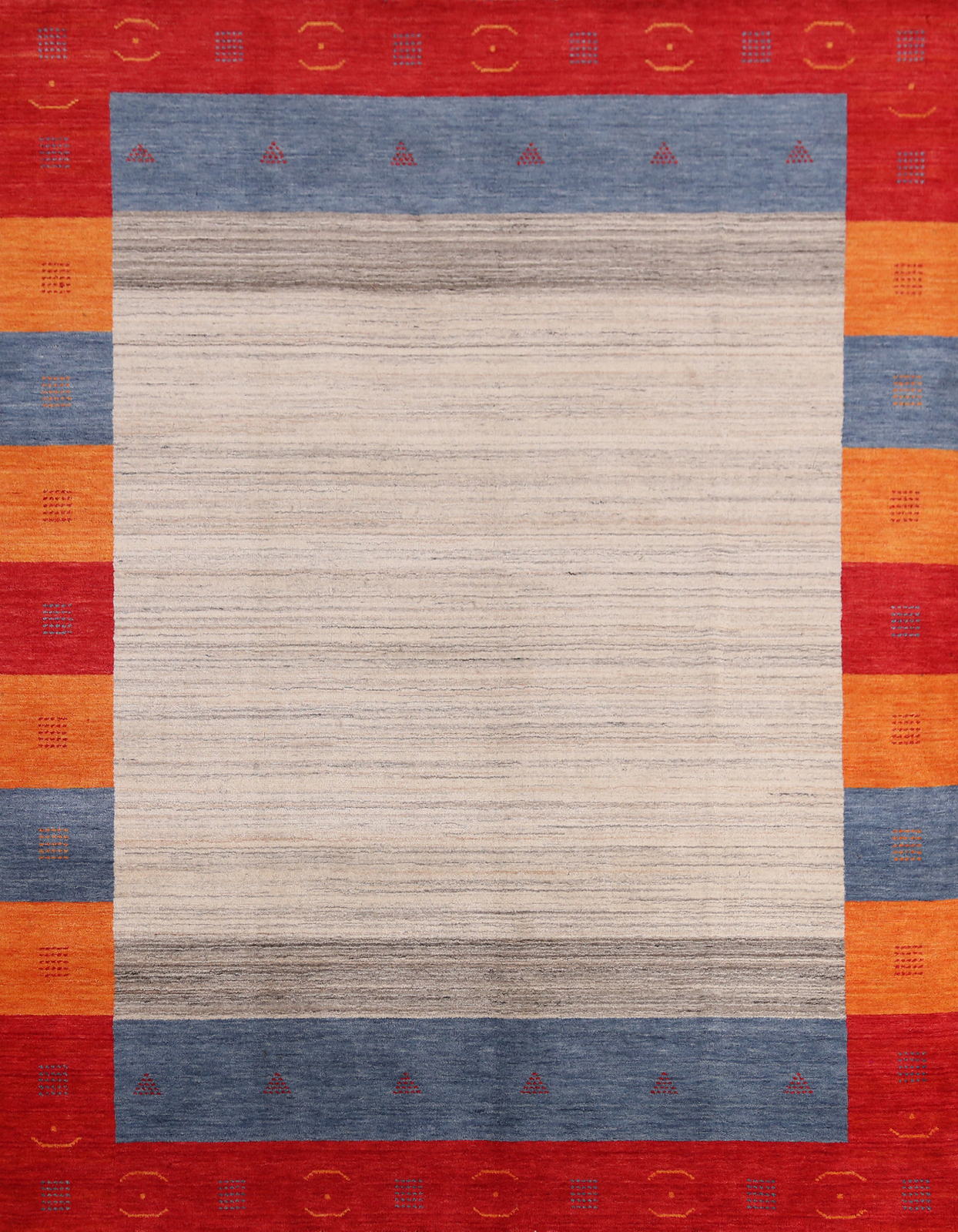 Bordered High-quality Hand-woven Wool Rug Durable Gabbeh Rug 6x8 ft gallery