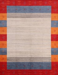 Bordered High-quality Hand-woven Wool Rug Durable Gabbeh Rug 6×8 ft