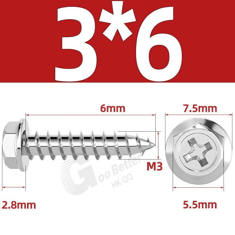 Flanged Self Tapping Screws Stainless Steel Hexagon Hex Head Tappers M3 M4 - M10
