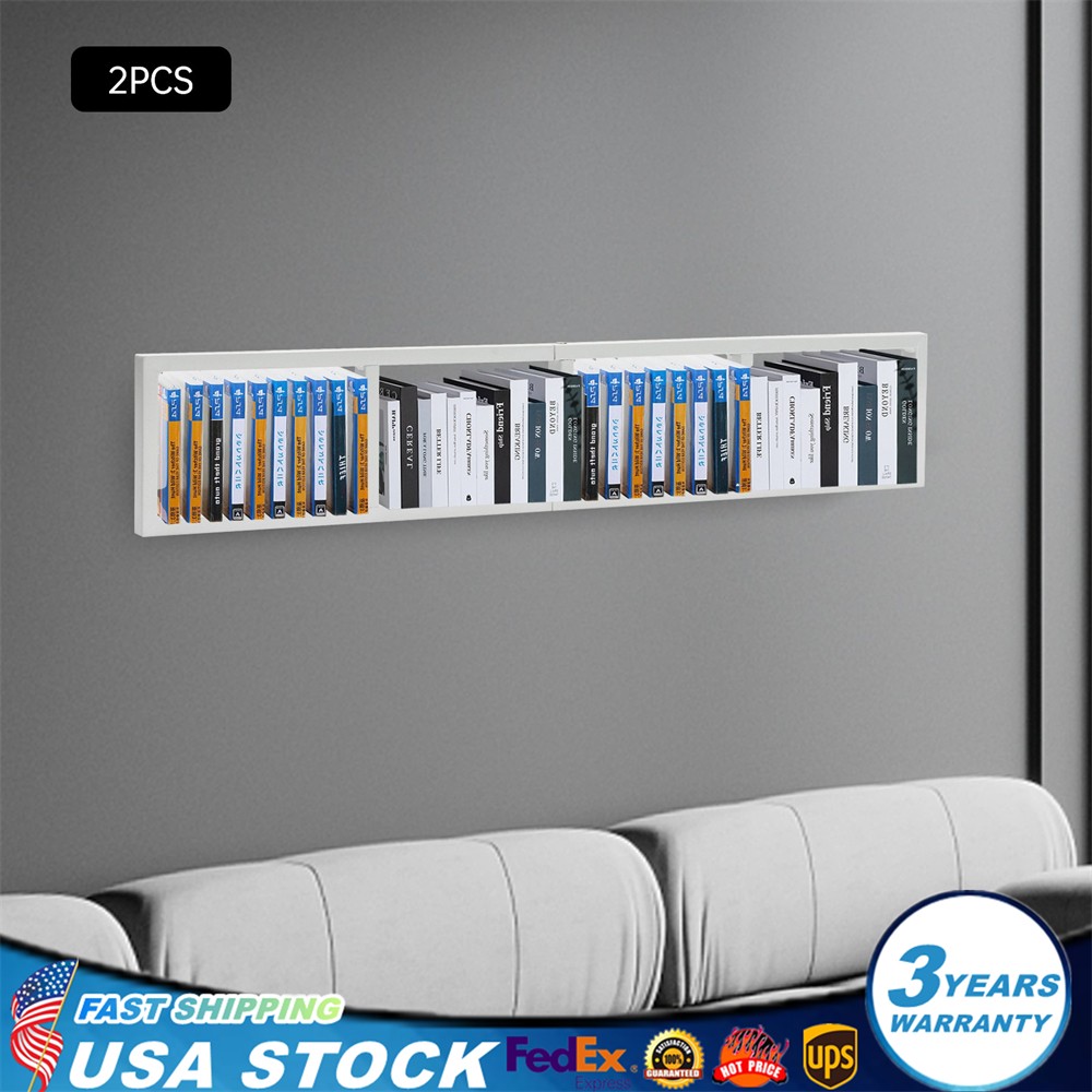  2PCS White Wall Mount 34 In Media Storage Rack CD DVD Organizer Stand Holder gallery