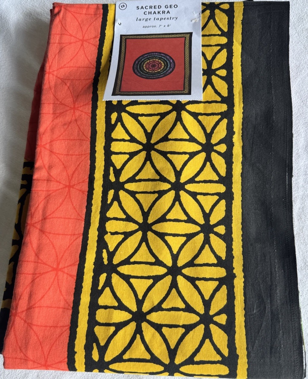 Sacred Geometric Chakra Large Screen Printed Tapestry Approx. 7’x8’ NWT gallery