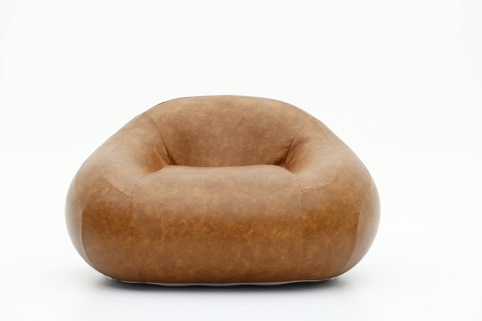 Vintage Brown Leather Inflatable Lounge Chair Single Seater Sofa 46x44x27in Home gallery