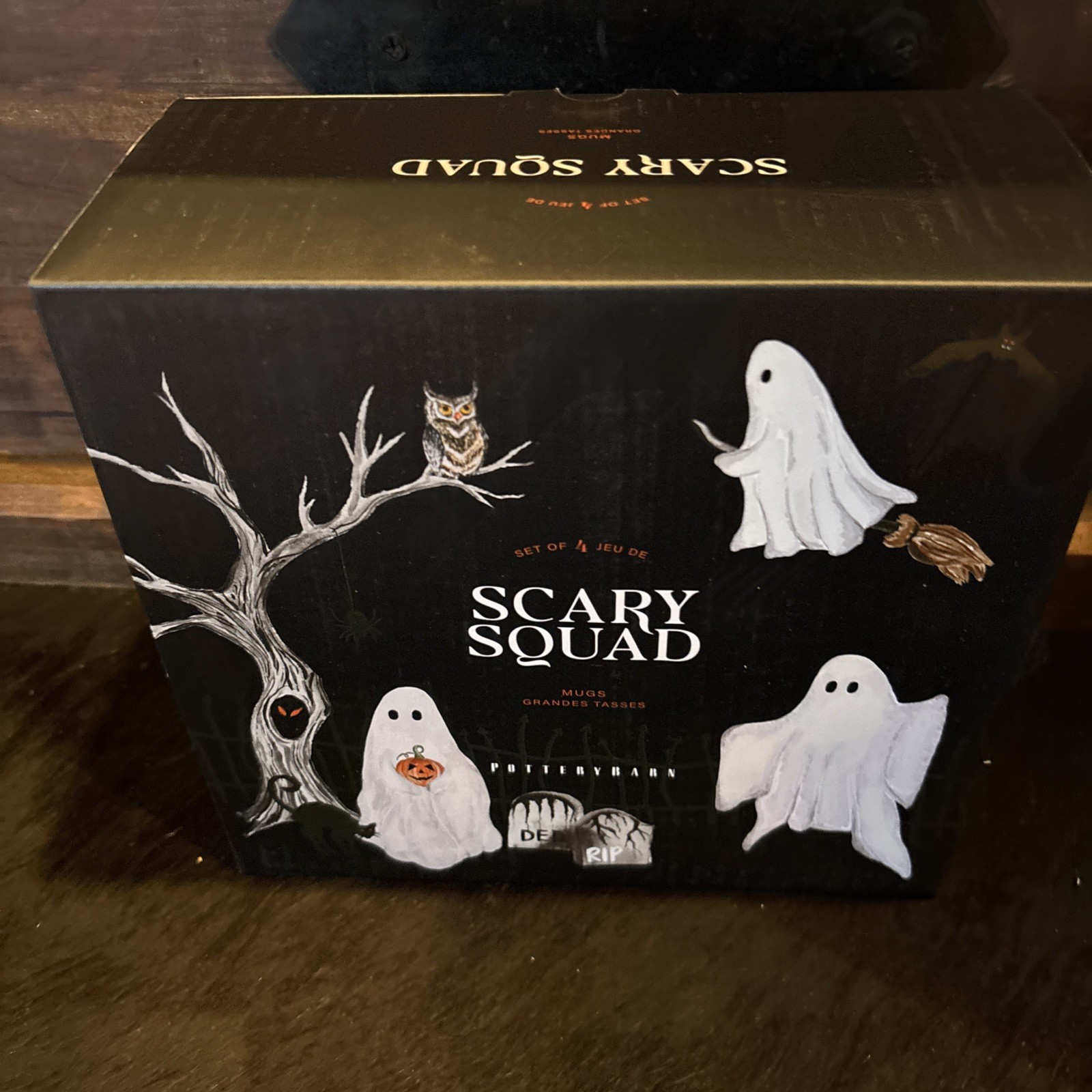 NEW Pottery Barn Scary Squad Stoneware Mugs Mixed Set Of 4 Halloween NIB 👻 gallery