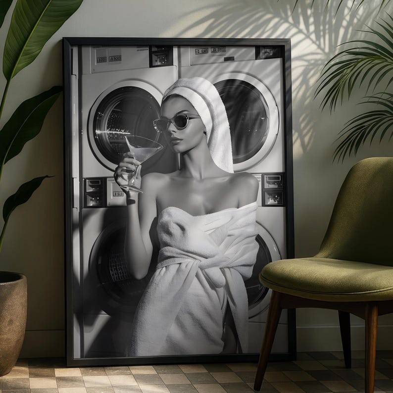 Funny Laundry Room Print - Laundrette Print - Utility Room Decor gallery