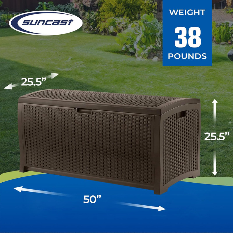 99 Gallon Plastic Wicker Deck Box Container Storage for Garden, Garage, Home, Po gallery