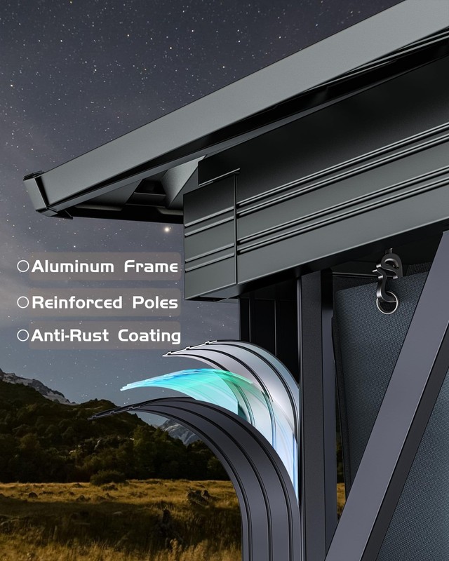10X10FT Outdoor Hardtop Gazebo Double Roof of Metal Sheets W/ Nettings & Curtain gallery