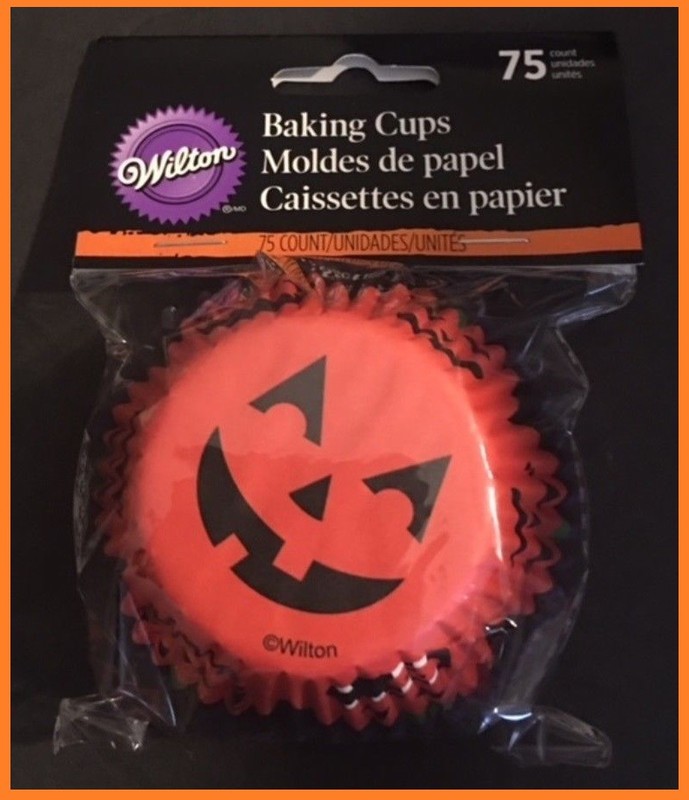 Retired Wilton Cupcake Liners Baking Cups 2" size Jack-O-Lantern 4 pks of 75ct gallery