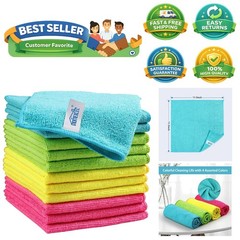12-Pack Multi-Color Microfiber Cleaning Cloths – Soft, Durable & Eco-Friendly