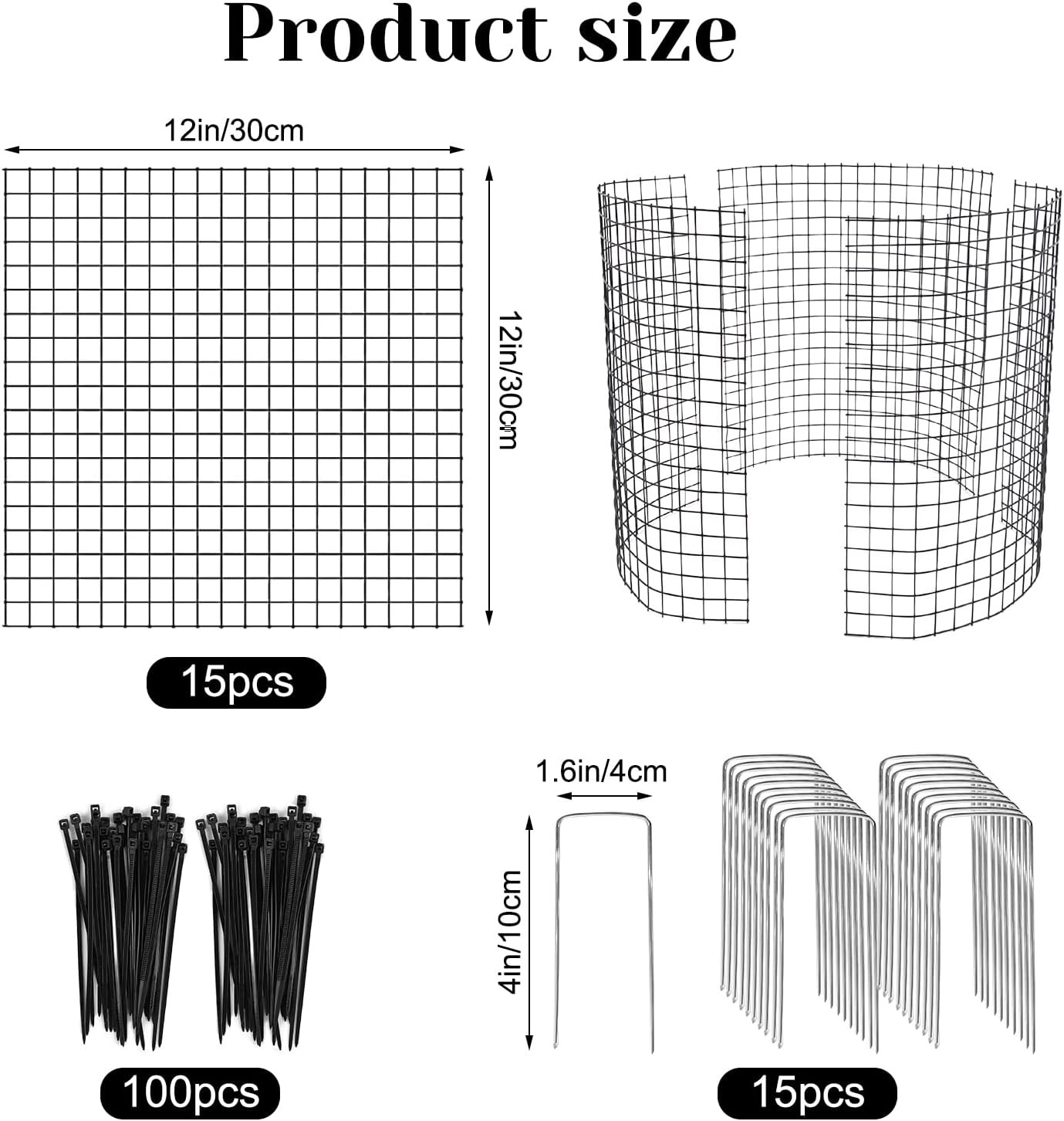 18Pcs Plant Protector from Animals 12x12" Metal Plant Cage with Stakes&Cable Tie gallery