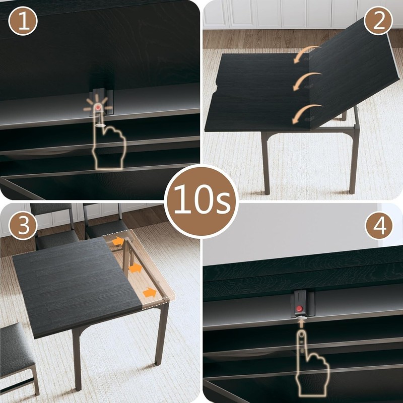 7-Piece Dining Table Set for 4-6, Extendable Kitchen Table Cushion Chairs Set of gallery