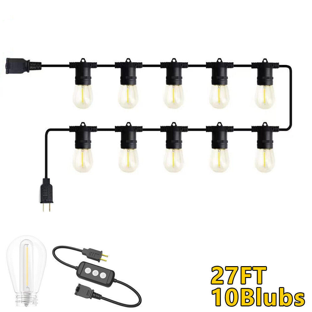 27/48/96Ft String Lights X-mas Decor S14 LED Warm for Outdoor Garden Patio Yard