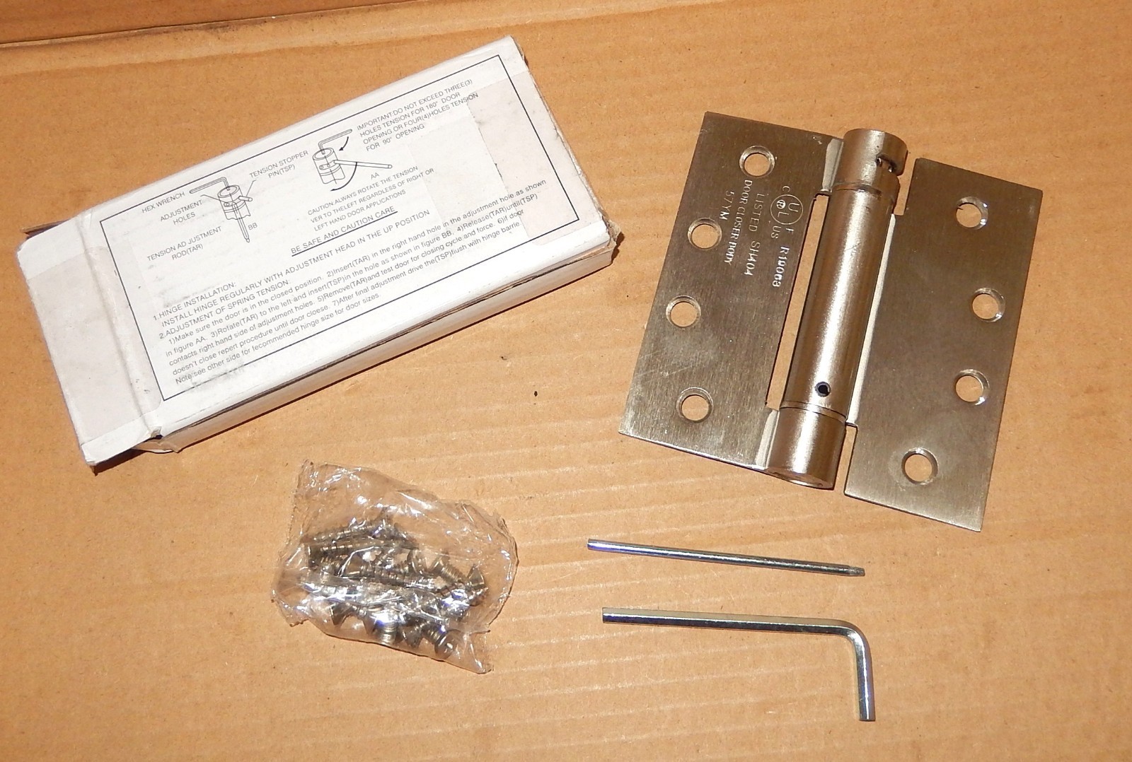 Global Door Controls CPS4040-US15-3 4-Inch x 4-Inch Satin Nickel Steel Spring gallery