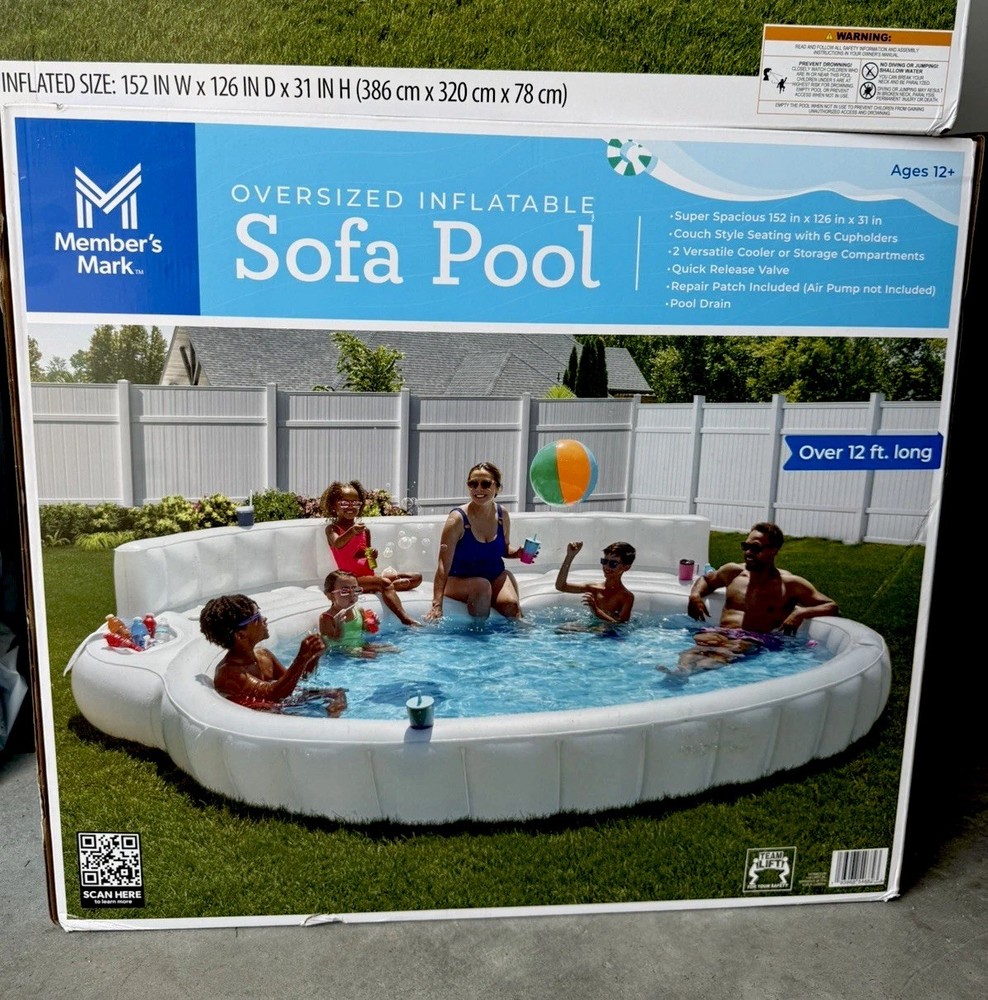 Member's Mark Oversized Inflatable Sofa Pool - White 2 Day Shipping!