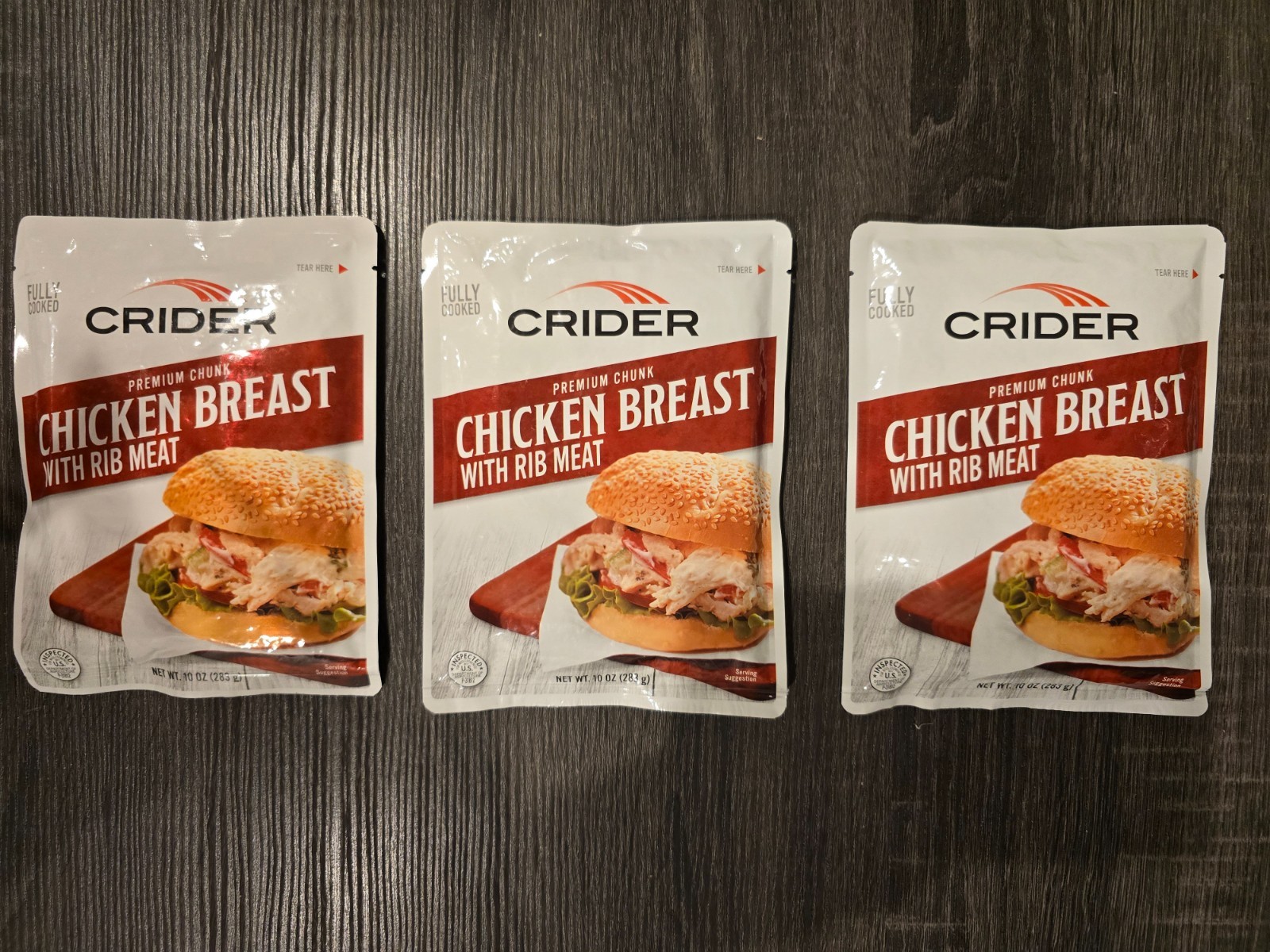 3 CRIDER Premium Chunk Chicken Breast with Rib Meat, Ready-To-Eat, exp 1/25/2027 gallery