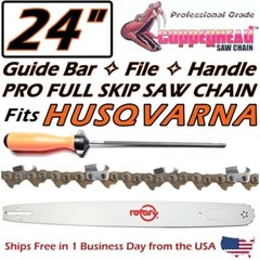 COPPERHEAD 24″ PRO BAR, FULL SKIP SAW CHAIN & FILE – HUSQVARNA 455 460 357XP 359