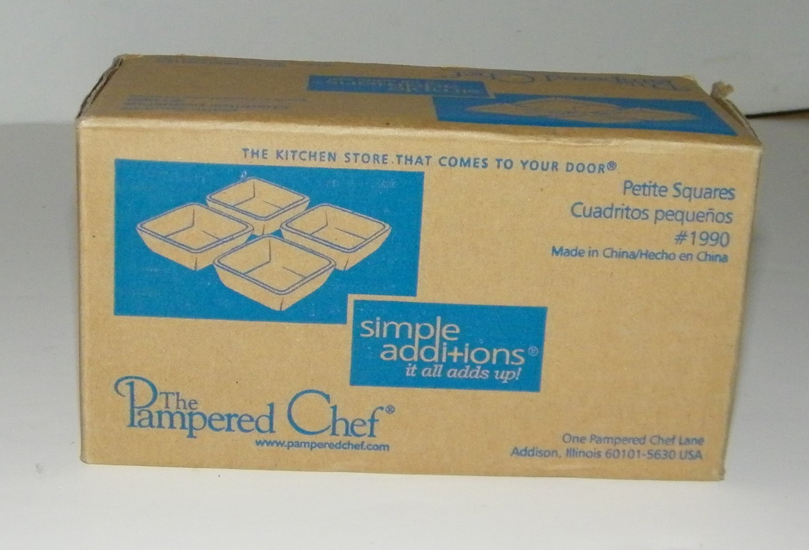 (4) The Pampered Chef Simple Additions Petite Squares White # 1990 New 2.5" gallery