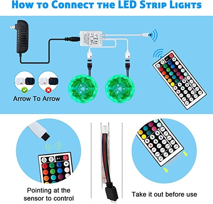 WLTOEOO 32.8ft Waterproof LED RGB Strip Lights gallery