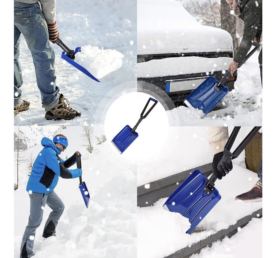 Orientools Folding Plastic Snow Shovel, Blue, 9” Aluminum Edge, D-Grip Handle gallery