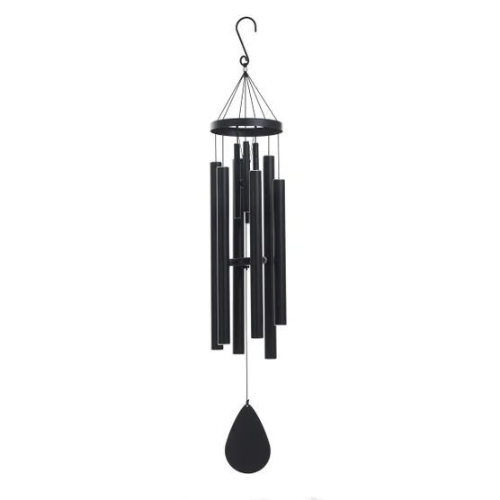 Double Wind Chimes Black Powder Coated Aluminum & Steel No Assembly Required gallery