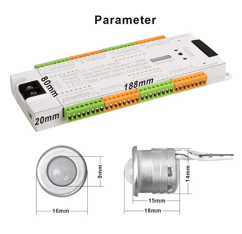 V2 Stair LED Motion Sensor Controller 32 Channel Stairway PIR Night Light Dimmer gallery