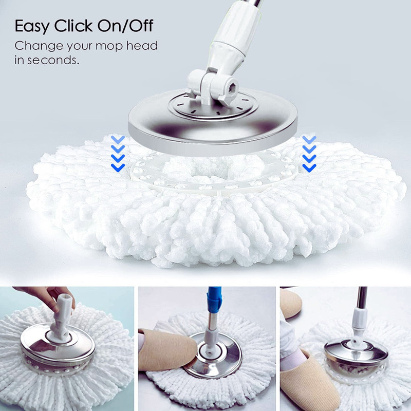 4 Pack 360° Spin Mop Replacement Head, Round Shape Standard Size Microfiber gallery