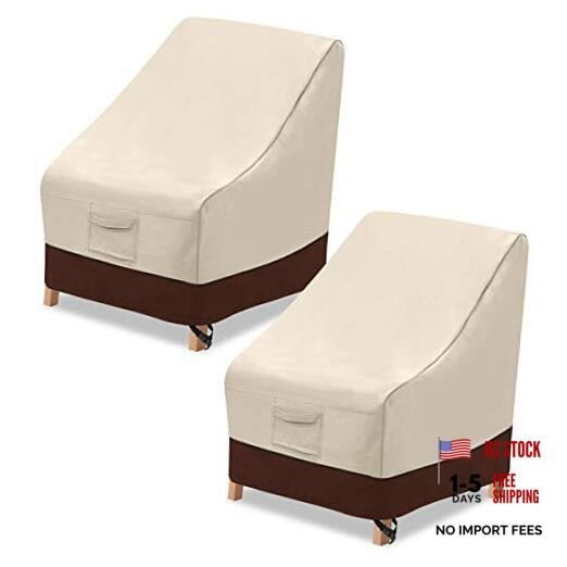 High Back Patio Chair Cover ,Waterproof Outdoor Chair 2 Pack Beige & Brown gallery