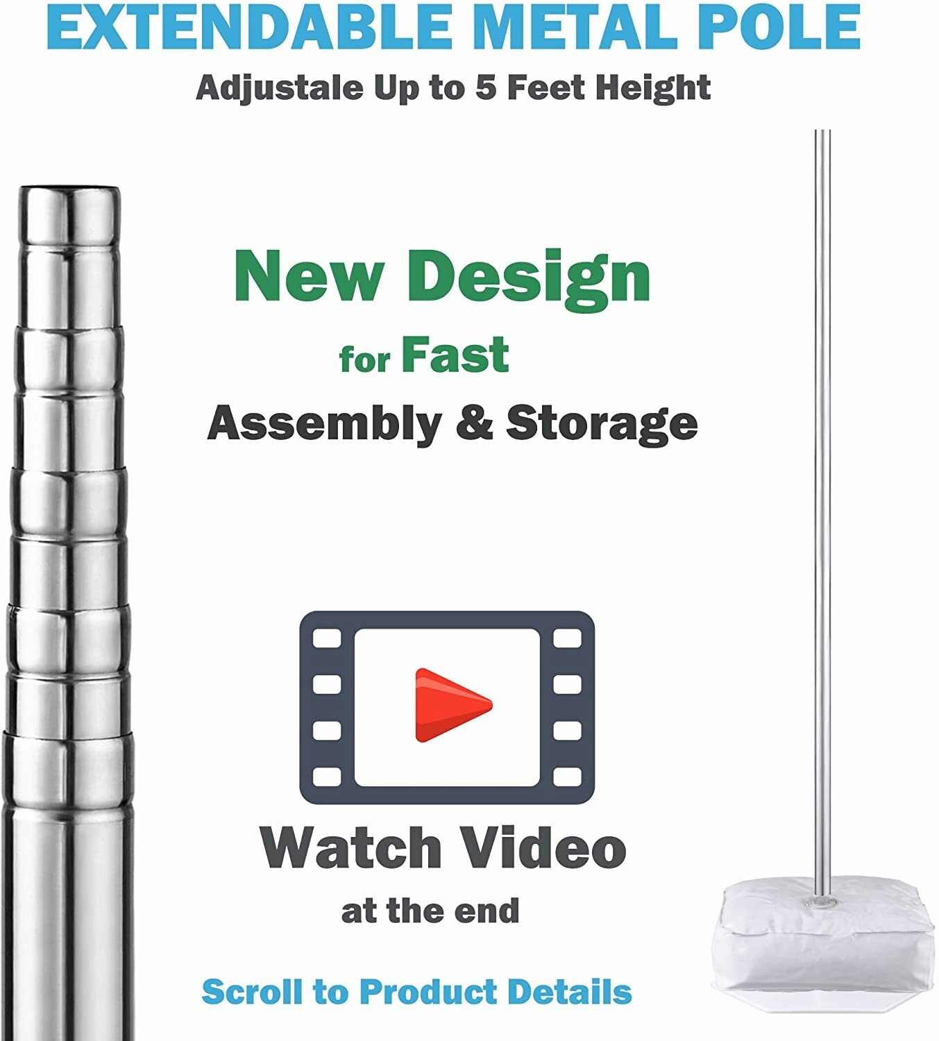 2 Set Balloon Column Stand Kit with Extendable Metal Pole and Heavy Water Bases gallery