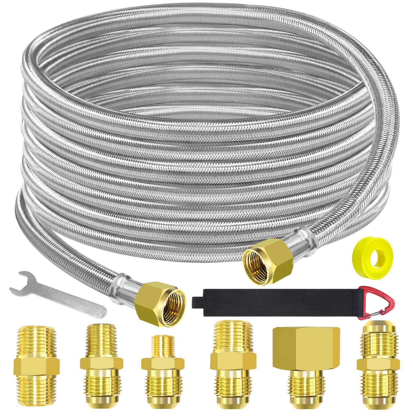 24 Feet High Pressure Braided Propane Hose Extension With Conversion Coupling 3/ gallery