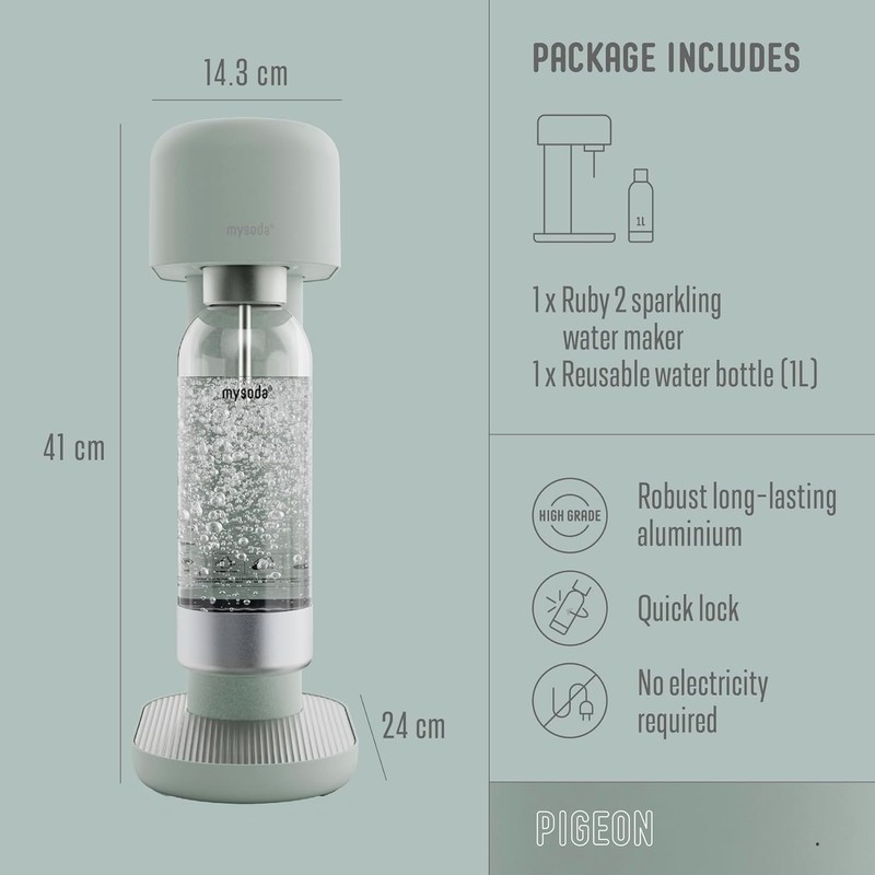 Ruby 2 Soda Maker - 1L Capacity, Manual and Silent Operation gallery