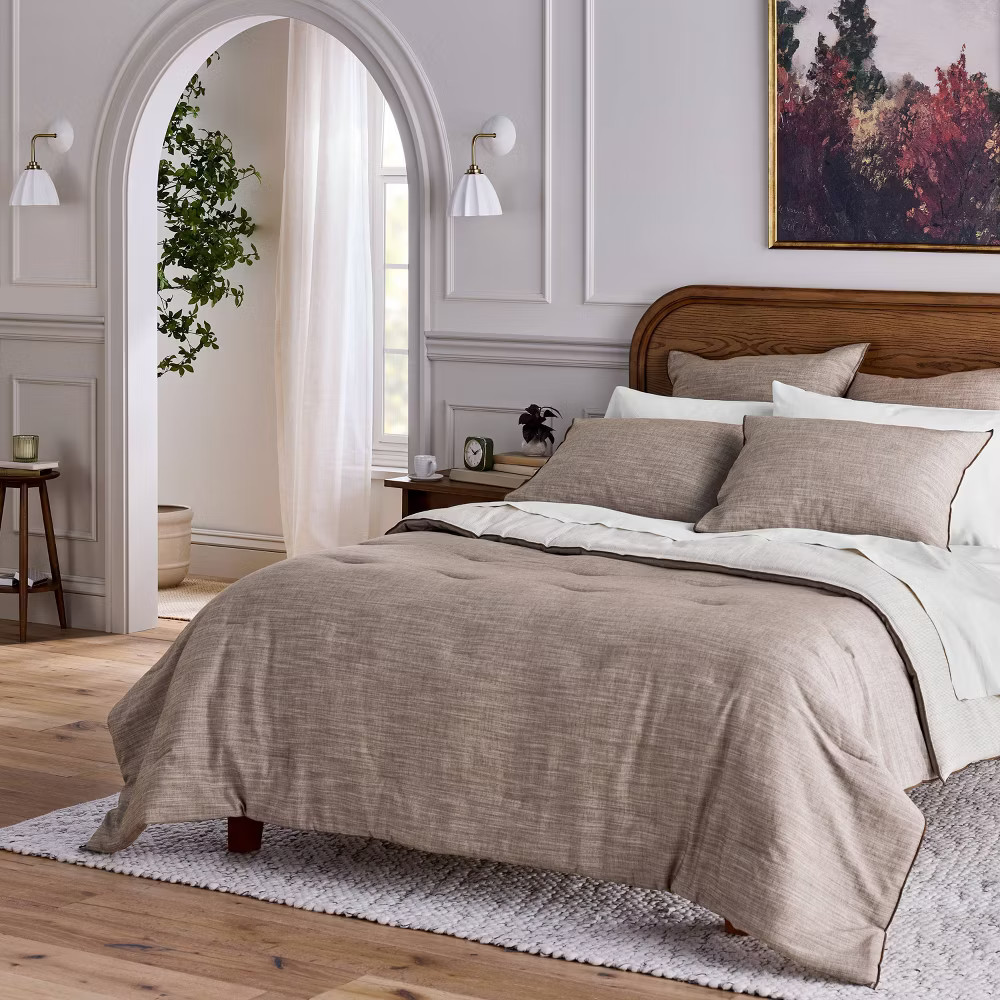 3pc Full/Queen Reversible Comforter Set Brown - Hearth & Hand with Magnolia gallery