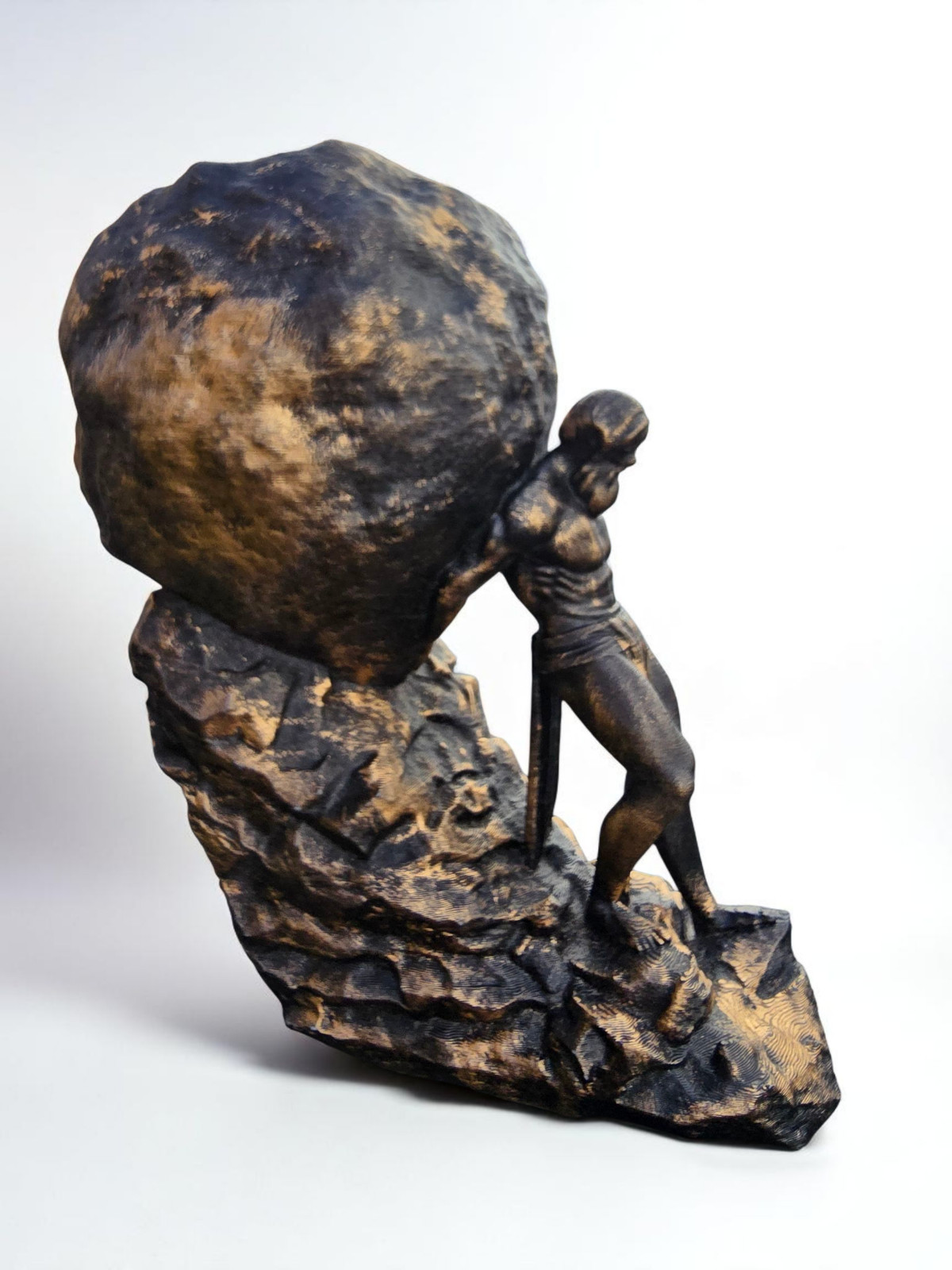 Sisyphus Statue – 3D Printed Mythology Sculpture with Hand-Painted Bronze Finish gallery