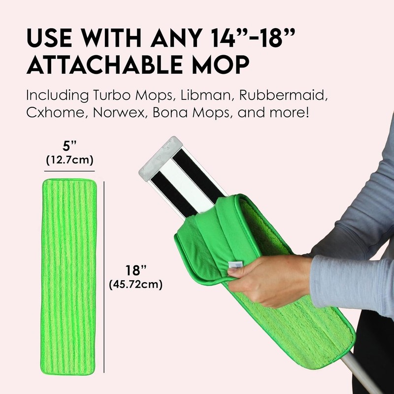 18" Microfiber Mop Pads 4 Pack, Reusable Washable Cloth Mop Head Replacements gallery