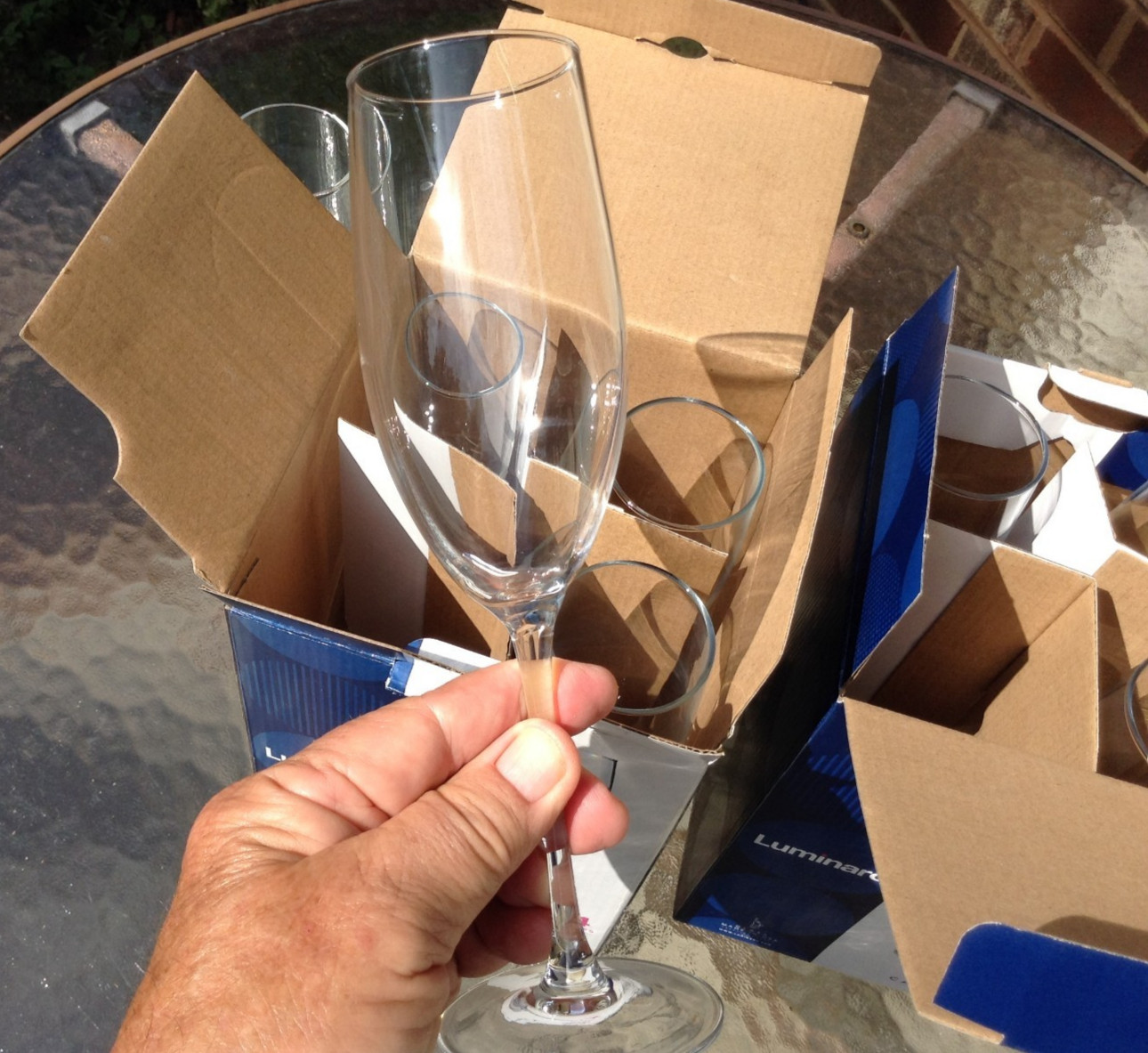 NEW set of 8 boxed Luminarc Cachet stemmed champagne flutes 8 oz. made in U.S.A. gallery