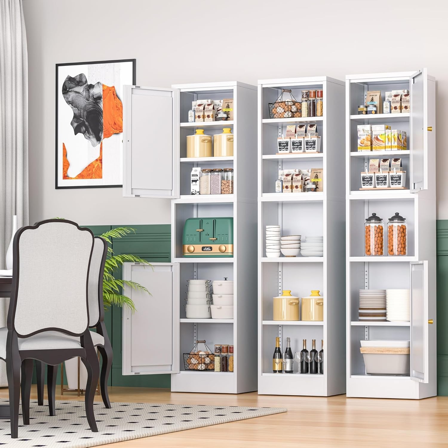 Cofar 67" Metal Narrow Bathroom Locker Storage Cabinet With 3 Adjustable Shelves gallery