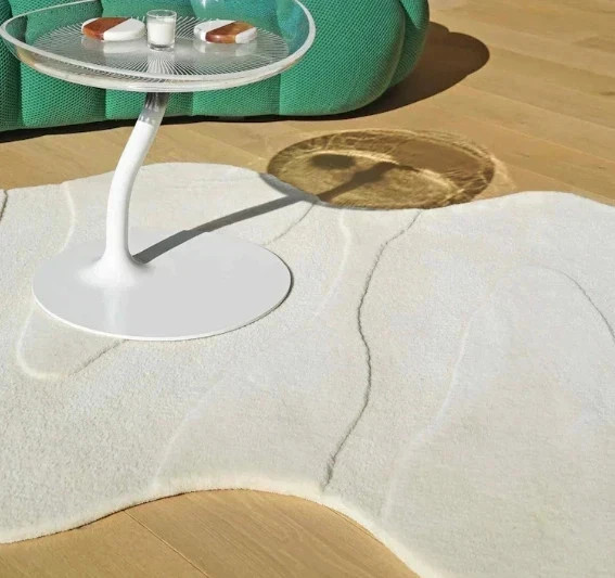 Irregular Shape Hand Tufted 100% Wool Rug High & Low Pile Soft Area Carpet gallery
