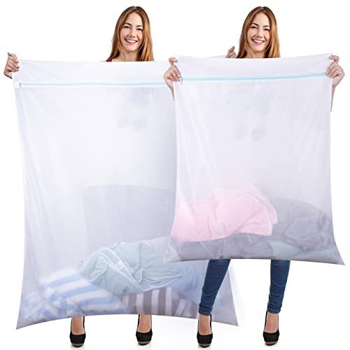 4 Pieces Jumbo Mesh Laundry Bags, 43 x 35 and 24 x 32 Inches Large Mesh Wash gallery