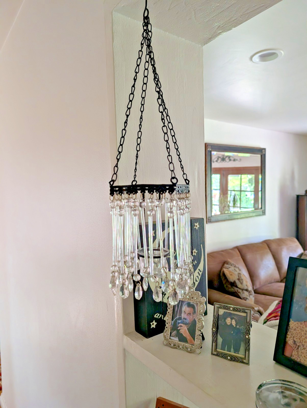 Mini Chandelier Candle Holder Black Metal Frame & Acrylic Crystals gallery