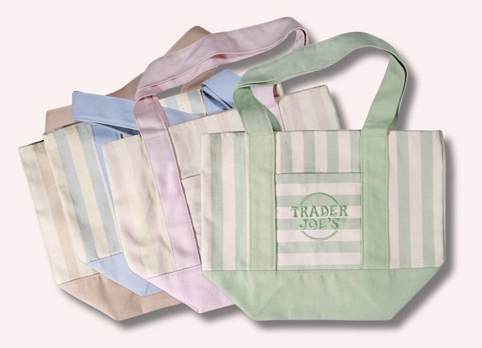 Trader Joe's Striped Canvas Mini Tote Set of 4 Or Buy Individual Piece ! gallery
