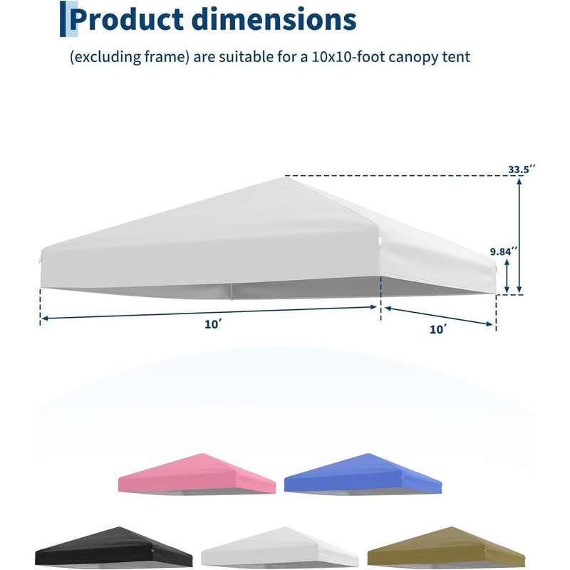 10x10ft Canopy Replacement Top with Silver Coated, Waterproof & UV Protection gallery