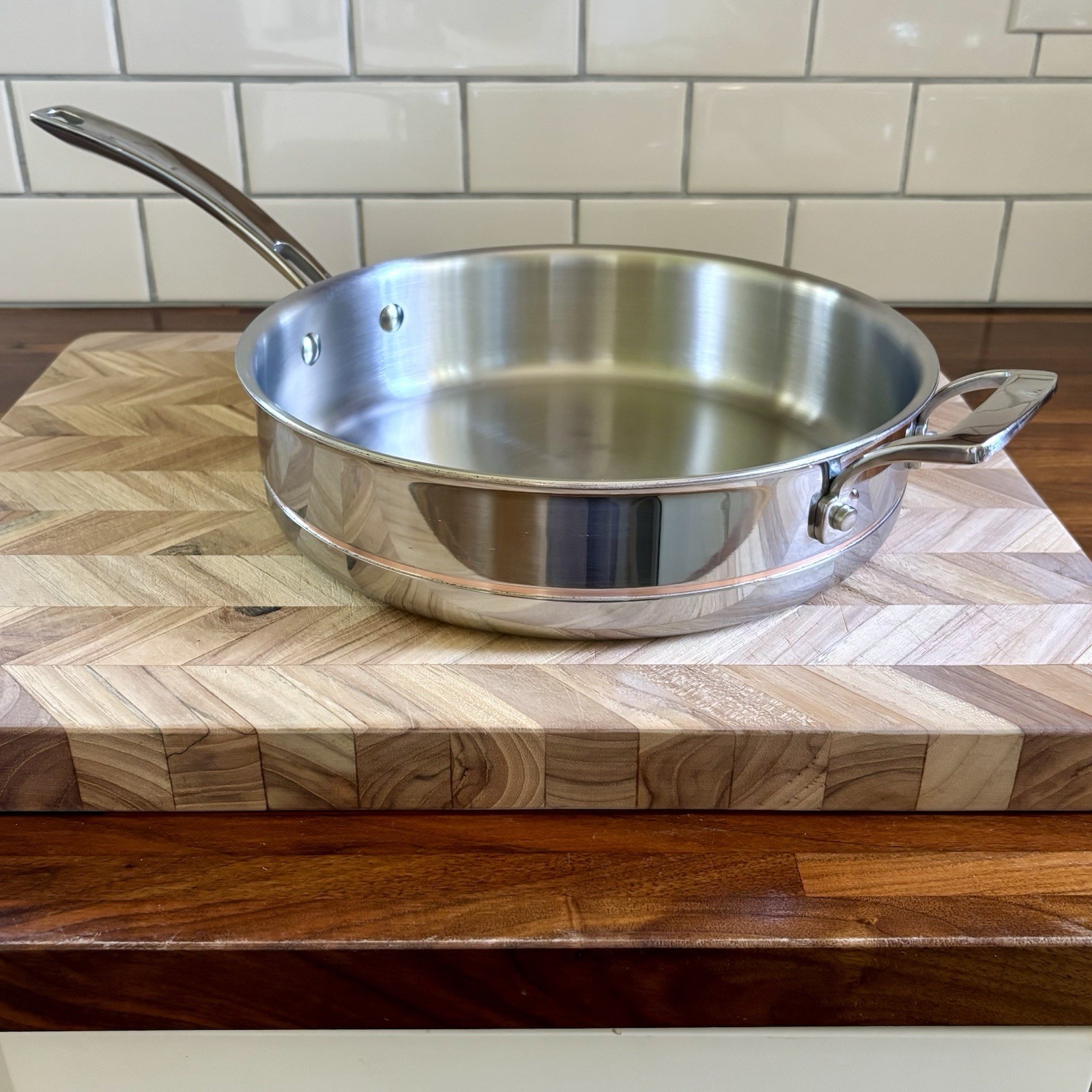Kirkland Signature Pro 11" Copper Core Stainless Steel 4.5 qt Skillet Pan No Lid gallery