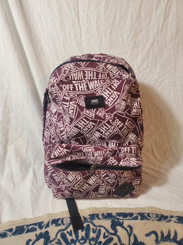 VANS Branded Backpack Red and White School Bag