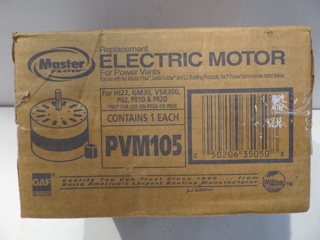 MASTER FLOW PVM105 REPLACEMENT POWER VENT MOTOR EGV5/ERV4/ERV5/PR-1/PR-2/PG1/PG2 gallery