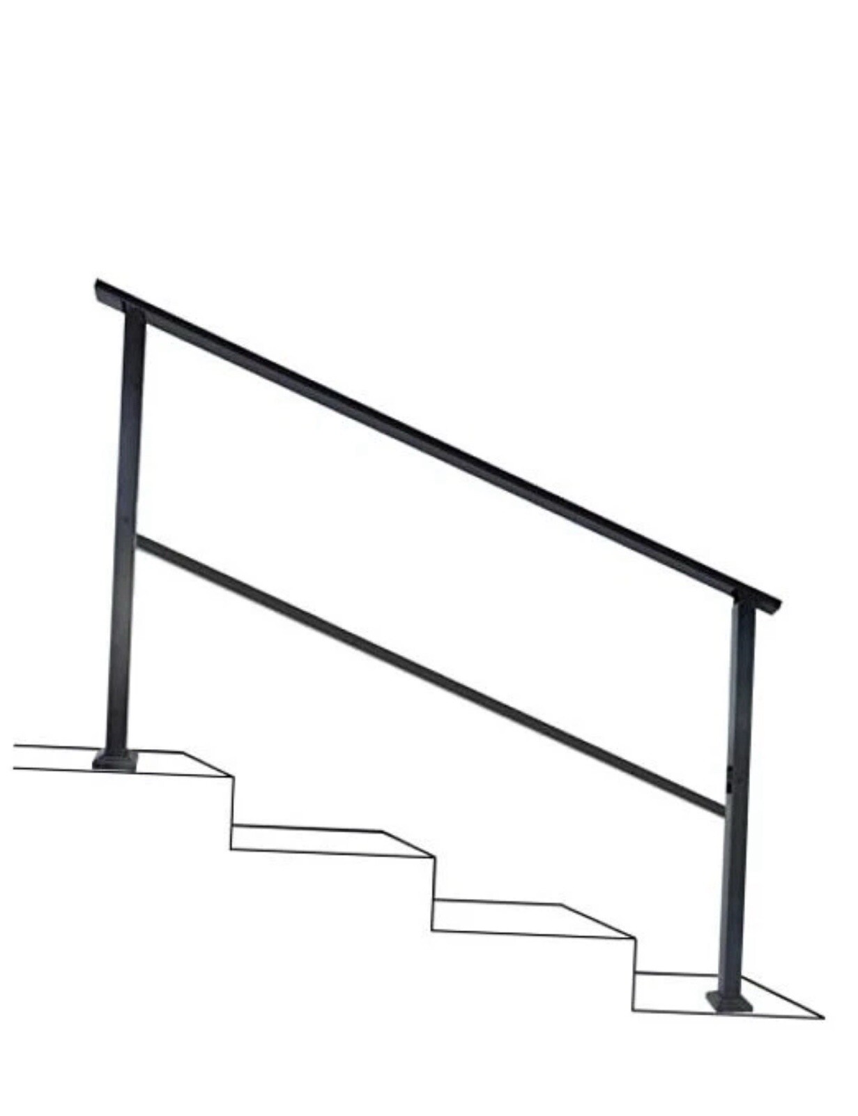 2 Or 4 Steps Handrail for Outdoor Steps, Adjustable 0-50° Transitional Handrail gallery