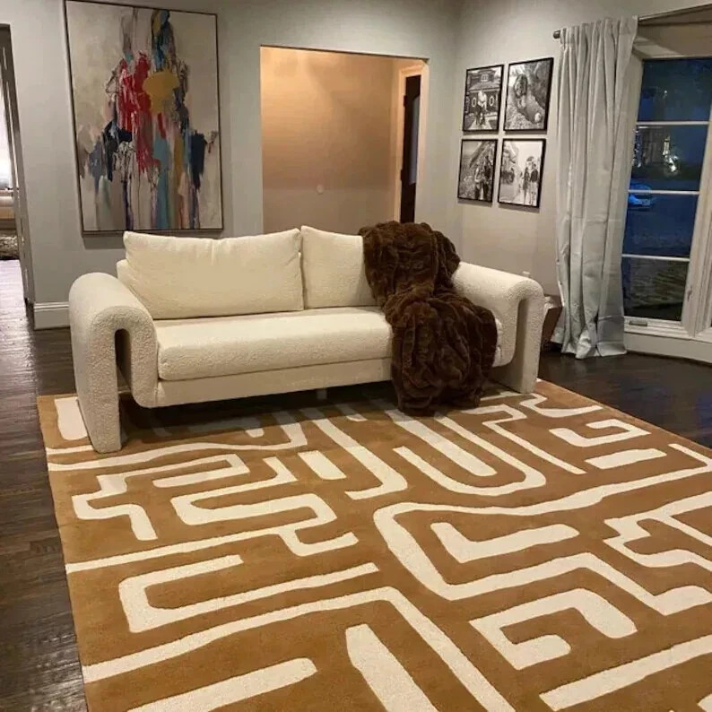 Hand Tufted 100% Wool Area Rug Beige, White Traditional Modern Handmade Carpet gallery