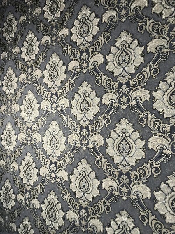 Embossed wallpaper textured Victorian damask gray gold metallic wallcoverings 3D gallery