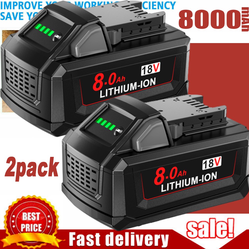 2PACK 8Ah Battery For Milwaukee For M18 LITHIUM Extended Capacity Battery USA gallery