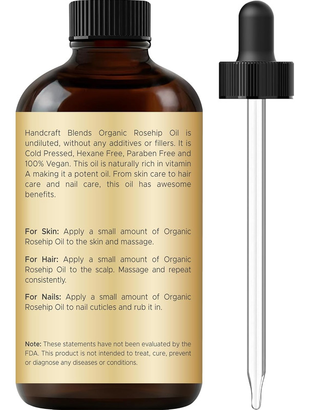 Handcraft Blends Cold-Pressed Organic Rosehip Oil | 1 Fl Oz | 100% Pure and Natu gallery