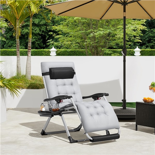 29" Wider Zero Gravity Recliner Outdoor Folding Lounge Chair w/ Padded Mattress gallery